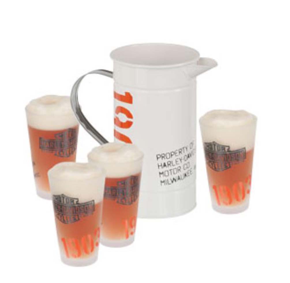 Harley-Davidson 1903 Enamel Pitcher & Pint Glasses Set HDL-18741 - Wisconsin Harley-Davidson