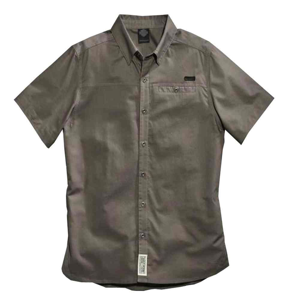 Harley-Davidson Men's Woven Short Sleeve Shirt, Angled Yoke, Charcoal 96071-15VM - Wisconsin Harley-Davidson