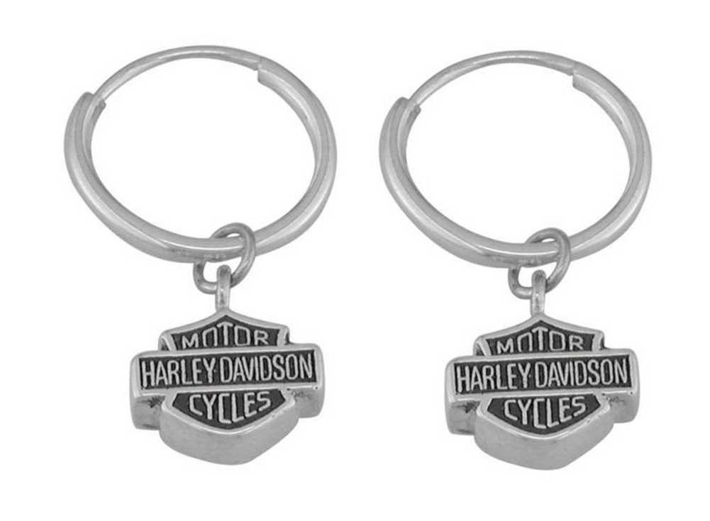 Harley-Davidson Women's Bar & Shield Hoop Dangle Earrings HDE0137 - Wisconsin Harley-Davidson