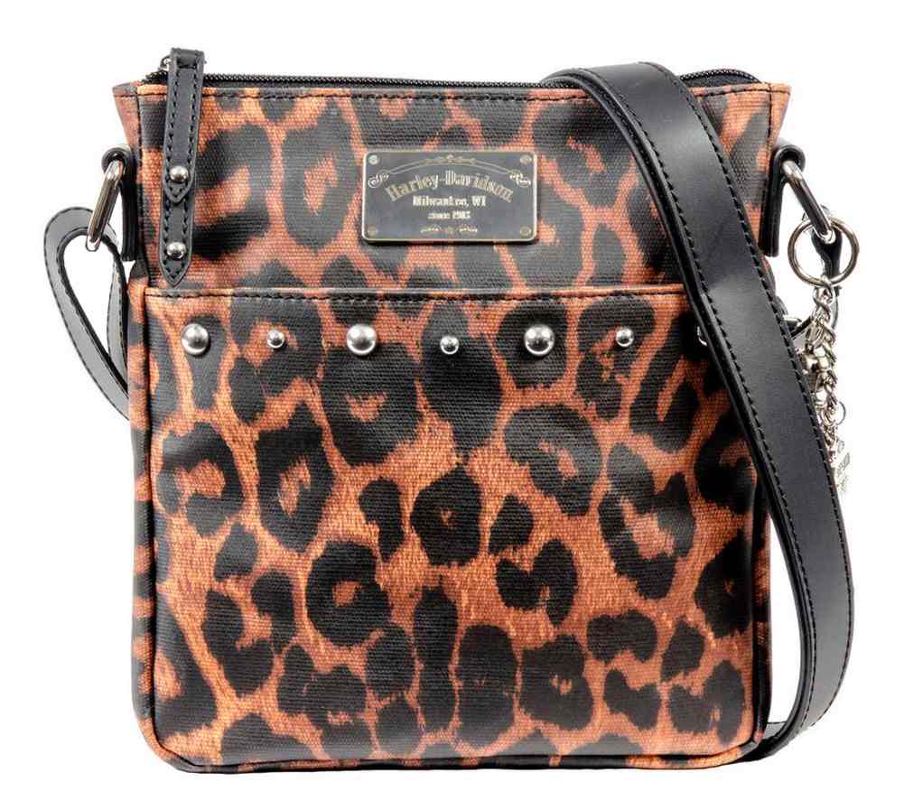 Harley-Davidson Women's Leopard Printed Crossbody Purse, LP3846S-BRNBLK - Wisconsin Harley-Davidson