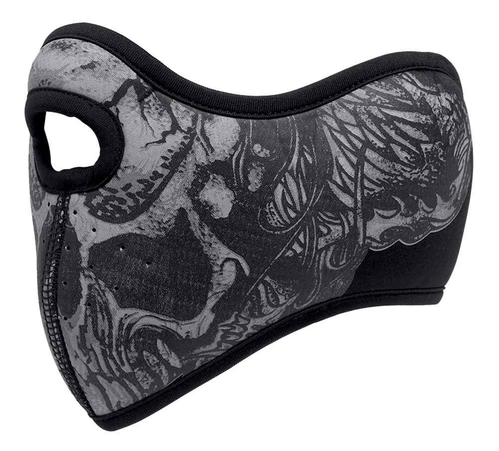 Harley-Davidson Men's Skull Neoprene Face Mask Gaiter, Black/Gray 97663-16VM - Wisconsin Harley-Davidson