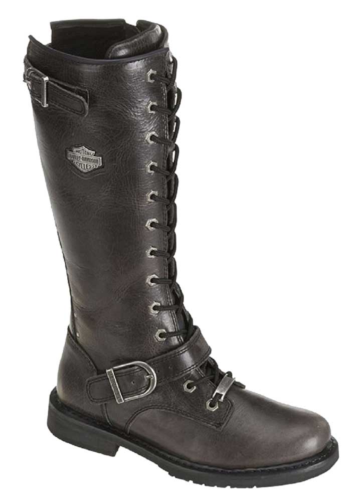 Harley-Davidson Womens Jill 13-Inch Gunmetal Leather Motorcycle Boots. D83721 - Wisconsin Harley-Davidson