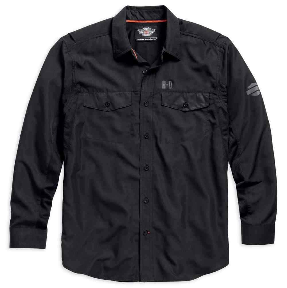 Harley-Davidson Long Sleeve Performance Button Front Shirt, Black. 99018-15VM - Wisconsin Harley-Davidson