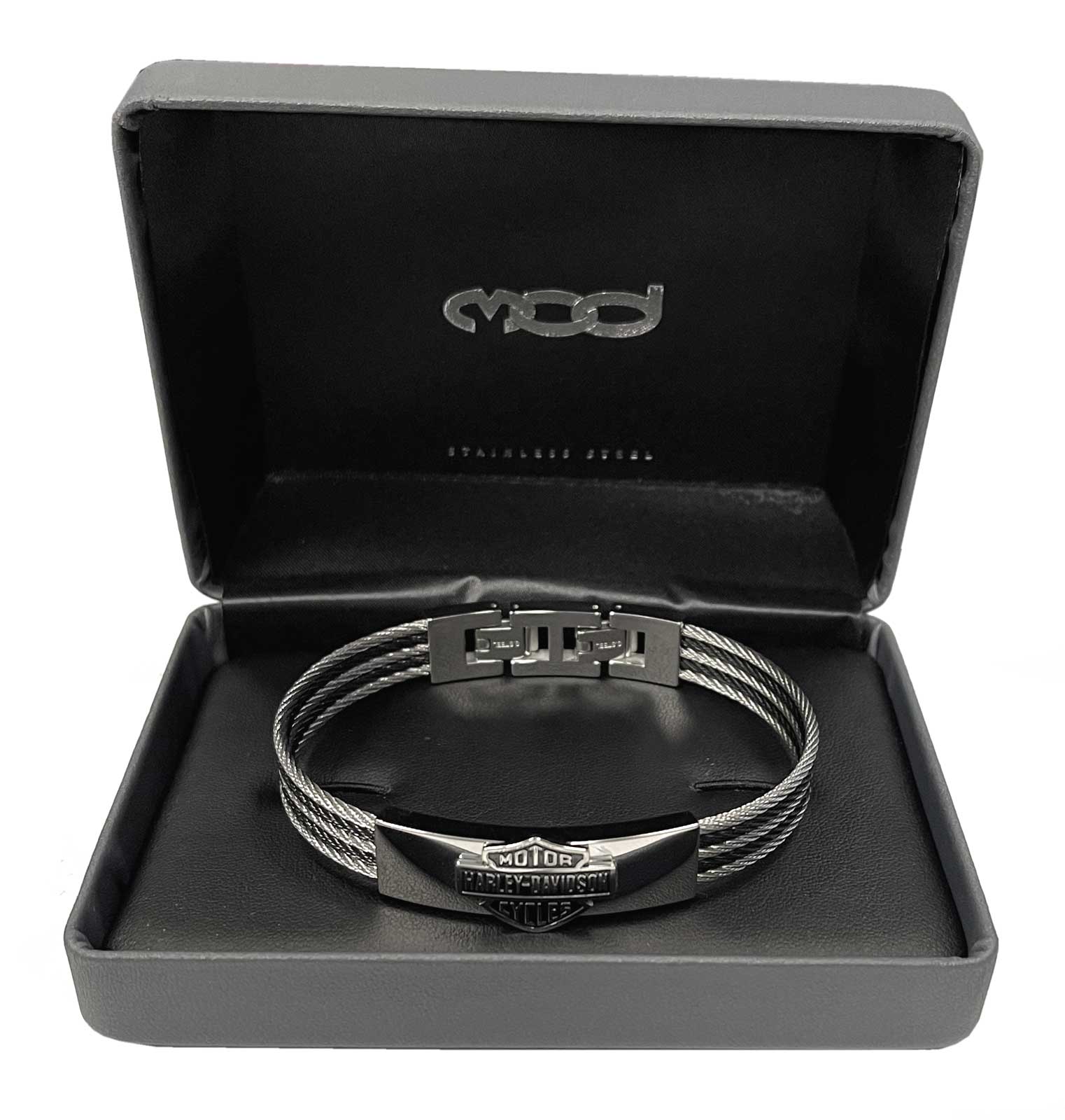 Harley-Davidson Men's Bar & Shield Logo Steel Cable ID Bracelet, HSB0068 - No Hassle Returns at Wisconsin Harley