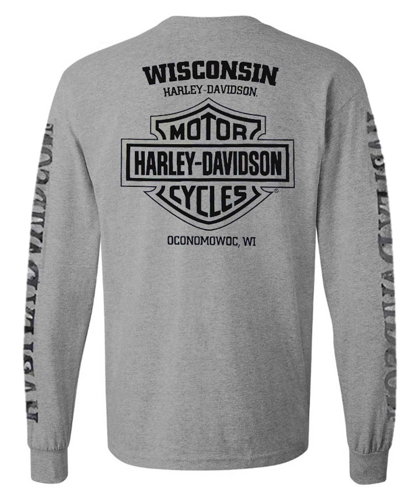 ハーレーダビットソン・ウイスキー のコラボTシャツ ダークグレー Harley-Davidson® Men's Shirt, Willie G Skull Long Sleeve Tee, Gray