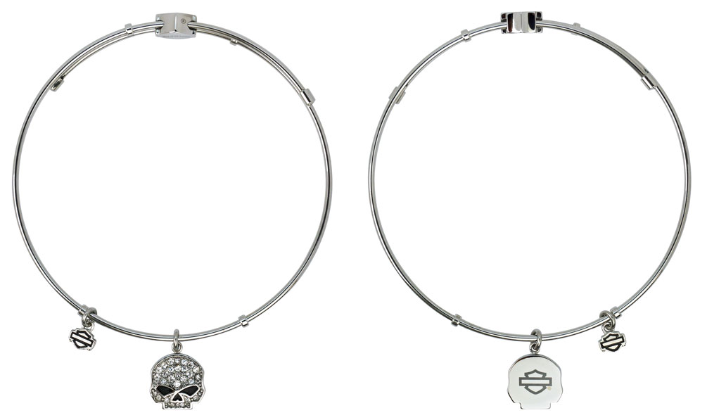 Harley-Davidson Free Shipping - Harley-Davidson Womens Bangle, White Bling Willie G Skull Charm Bracelet HSB0043 - Free Shipping on many products plus Orders Over $99