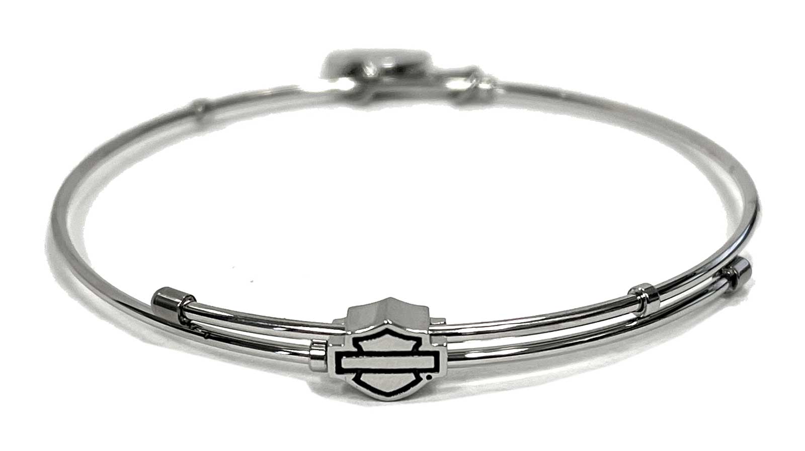 Harley-Davidson Womens Bangle, White Bling Willie G Skull Charm Bracelet HSB0043 - No Hassle Returns at Wisconsin Harley