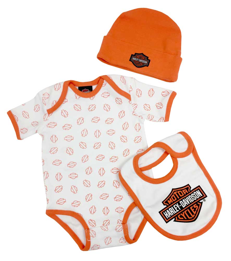 Harley-Davidson Baby Boys' Creeper Gift Box Set, Bar & Shield Logos 3050486 - Wisconsin Harley-Davidson