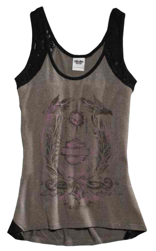 Harley-Davidson® Women's Tank Top, Lace Trim Embellished Shimmer