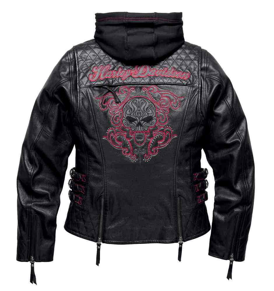 HARLEY-DAVIDSON スカルロゴジャケット ブラック Harley-davidson Men's Reflective Skull Leather Jacket. Biker