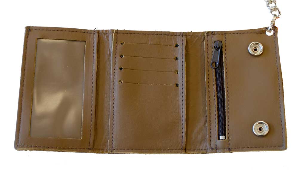 Harley-Davidson Free Shipping - Harley-Davidson Men's Basket Weave Tri-fold Biker Chain Wallet Brown CH338 - Free Shipping on many products plus Orders Over $99
