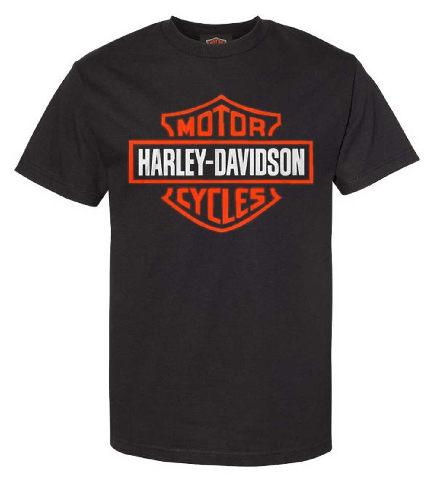 Harley-Davidson ブラック Tシャツ S Harley-Davidson® Men's Orange Bar & Shield Black T-Shirt 30290591