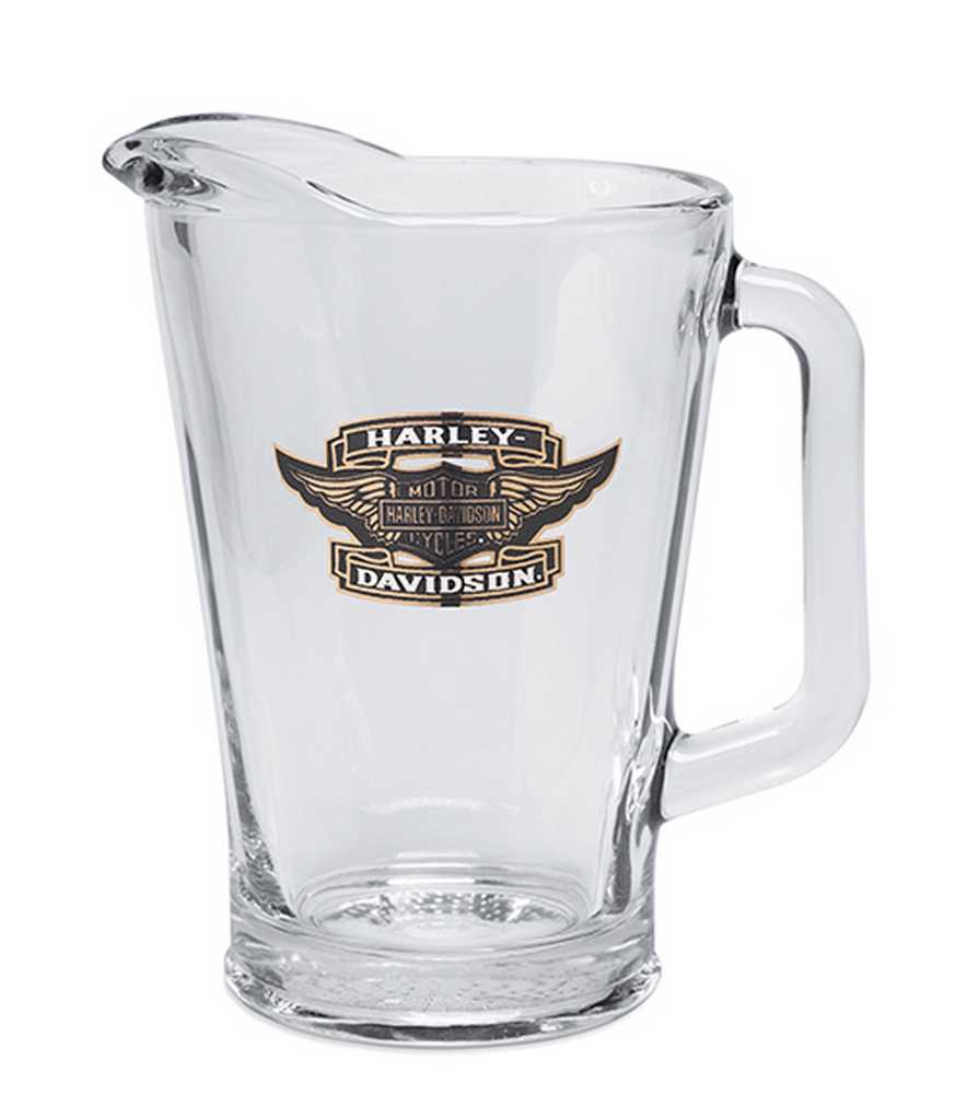 Harley-Davidson Vintage Style Bar Glass Pitcher Barware, Clear/Black. 96802-15V - Wisconsin Harley-Davidson