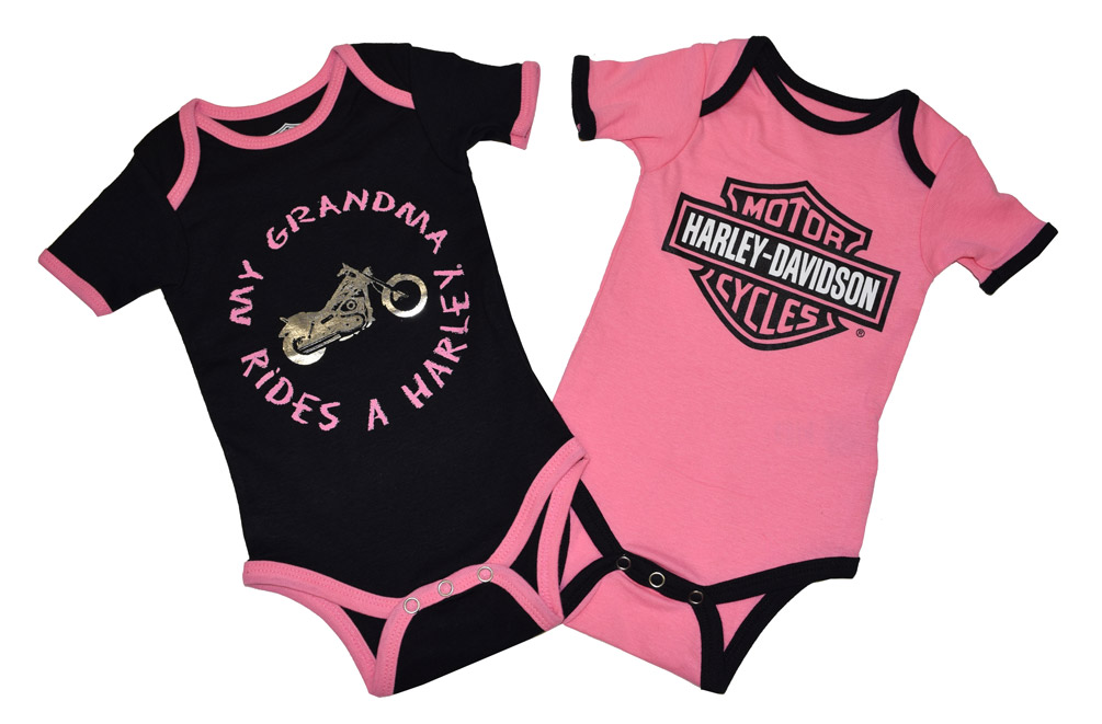 Harley-Davidson Baby Girls' Creeper Set, Infant Grandma Rides a Harley 3009503 - Wisconsin Harley-Davidson