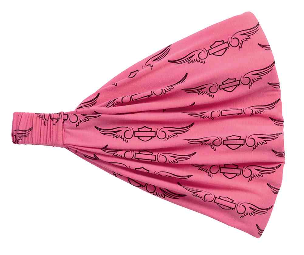 Harley-Davidson Women's Head Wrap, Pink Label Wing Bar & Shield, Pink 99520-15VW - Wisconsin Harley-Davidson