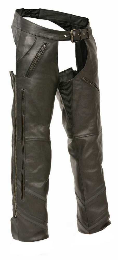 Milwaukee Leather Men's Vented Leather Chaps w/ Reflective Piping