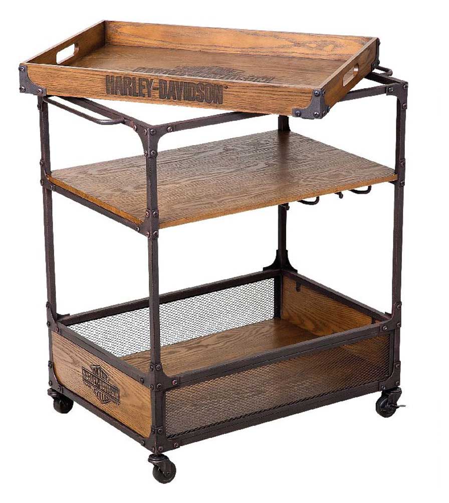 Harley-Davidson Nostalgic Bar & Shield Beverage Cart, Vintage Style HDL-19704 - Wisconsin Harley-Davidson