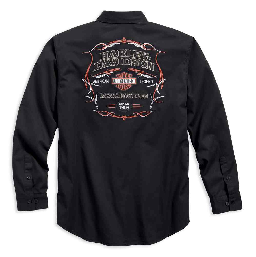 Harley-Davidson Free Shipping - Harley-Davidson Men's Pinstripe Flames Woven Long Sleeve Shirt, Black 99048-16VM - Free Shipping on many products plus Orders Over $99