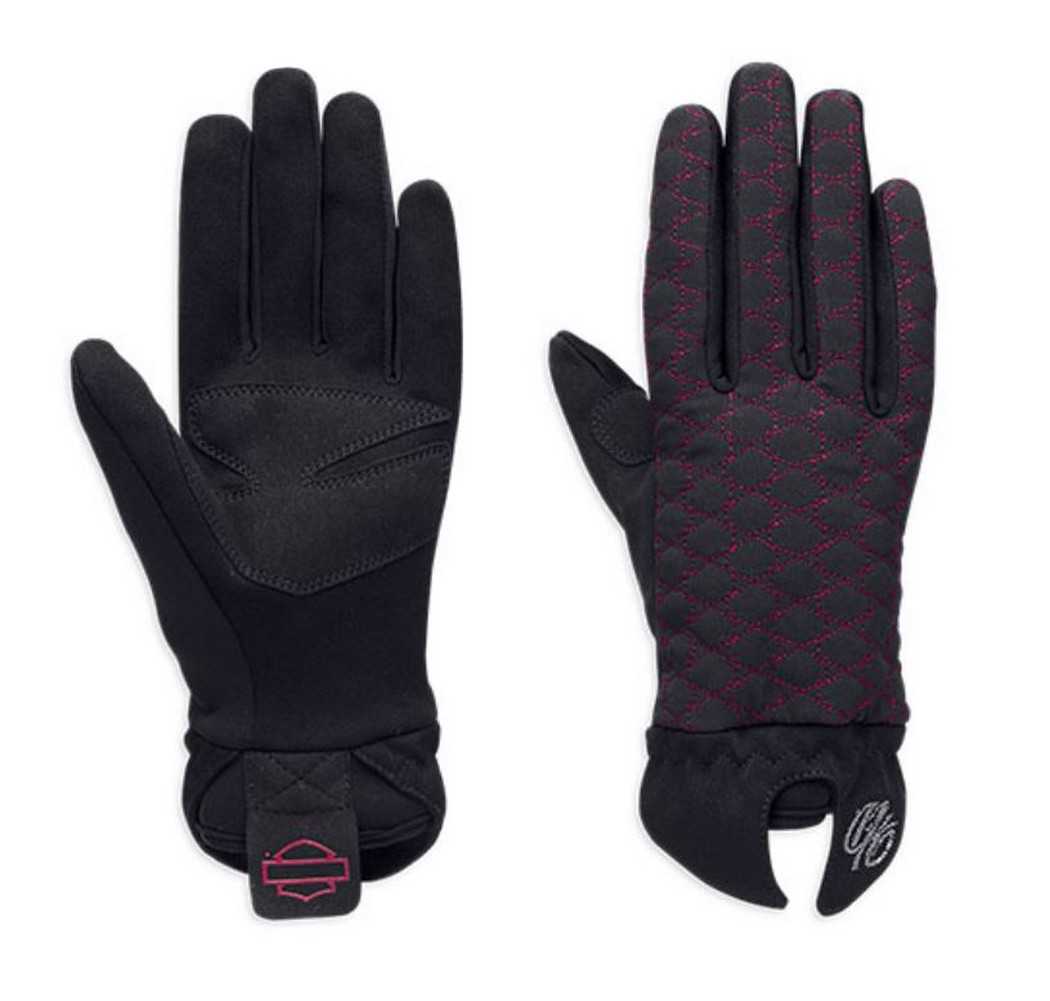 Harley-Davidson Womens Full Finger Gloves, Serenity Soft Shell, Black 97284-15VW - Wisconsin Harley-Davidson