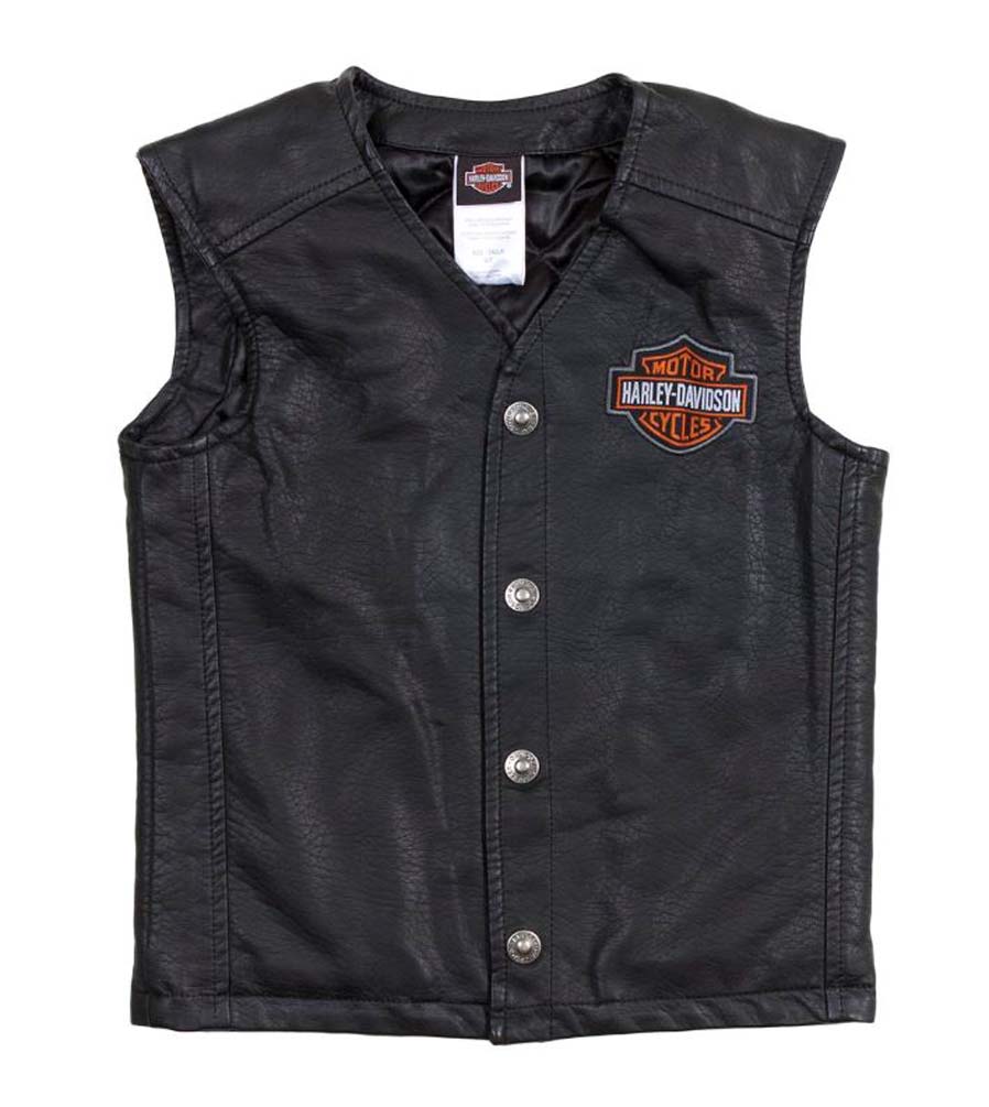 Harley-Davidson Little Boys' Bar & Shield PU Pleather Biker Vest 0276072 - Wisconsin Harley-Davidson