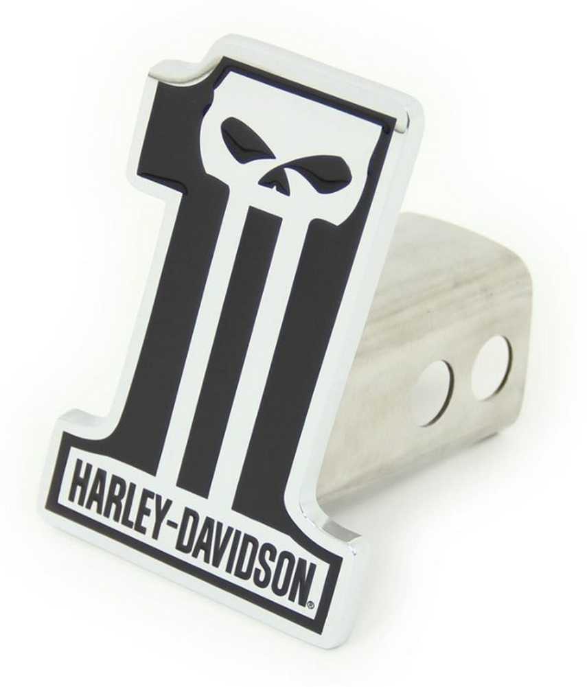 Harley-Davidson #1 Skull Trailer Hitch Plug 2'' Stainless Steel HDHC216 - Wisconsin Harley-Davidson
