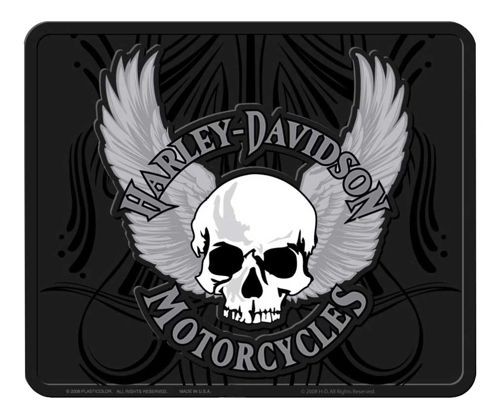 Harley-Davidson Utility Mat, H-D Winged Skull Single Floor Mat, Black 914 - Wisconsin Harley-Davidson