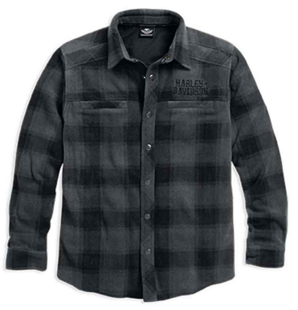 Harley-Davidson Men's Skull Flannel Fleece Shirt Jacket, Plaid. 96044-16VM - Wisconsin Harley-Davidson