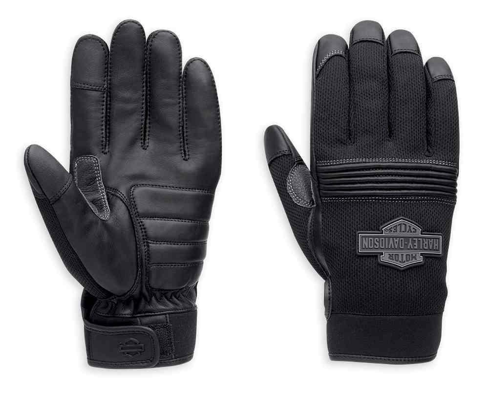 Harley-Davidson Men's Stark Bar & Shield Mesh & Leather Gloves, Black 98387-16VM - Wisconsin Harley-Davidson