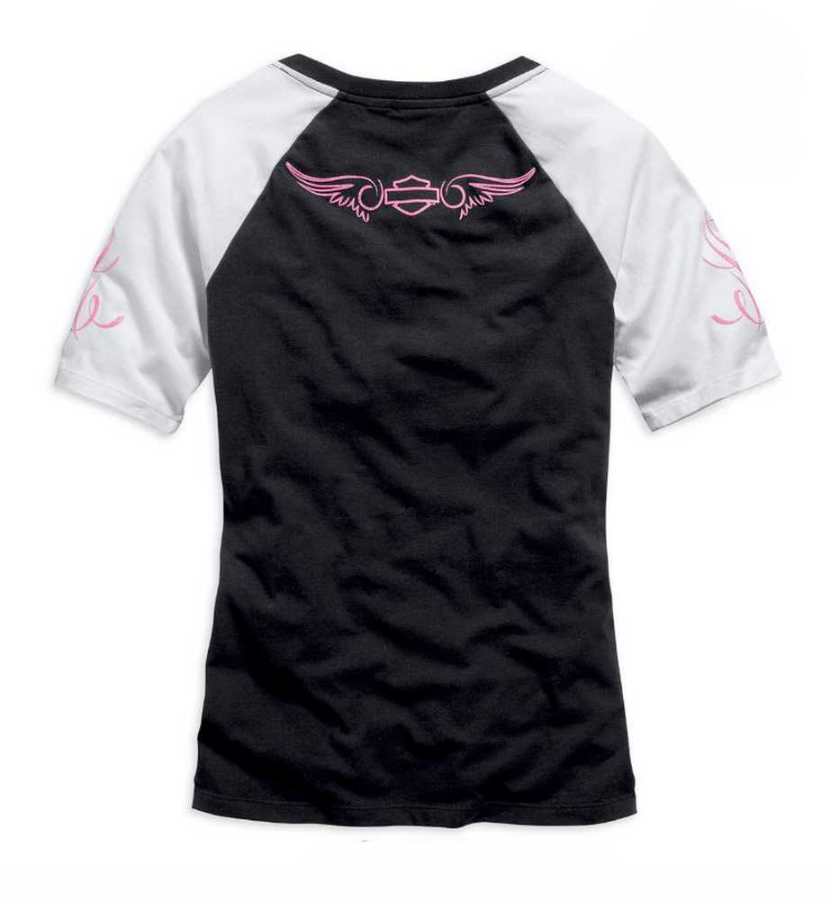 Harley-Davidson Free Shipping - Harley-Davidson Women's Pink Label S/S Raglan Shirt Black/White/Pink. 99133-15VW - Free Shipping on many products plus Orders Over $99