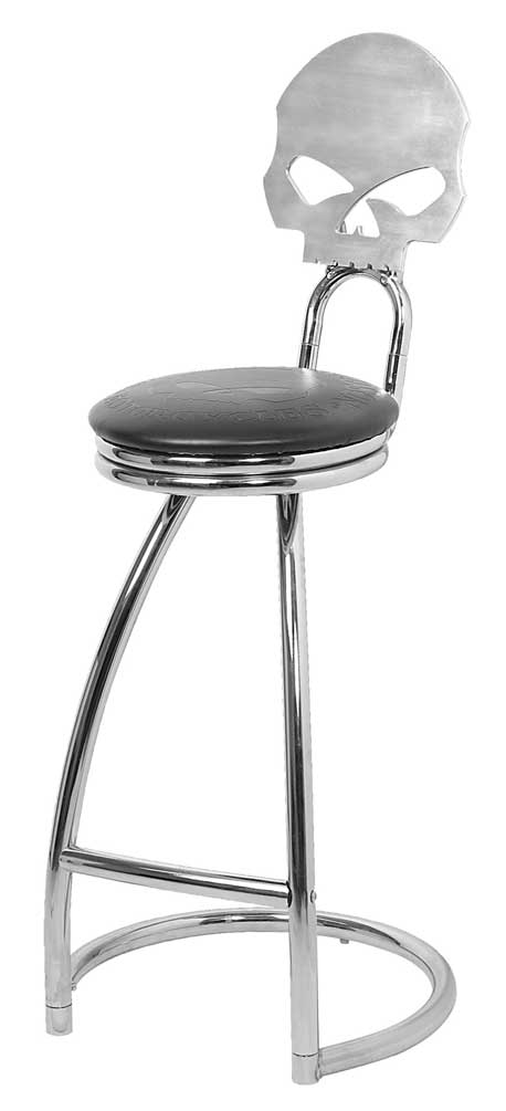 harley-davidson ハーレー◾️回転座面スツール 椅子 イス ガレージ Harley-Davidson® Willie G Skull Logo Billet Bar Stool, Chrome
