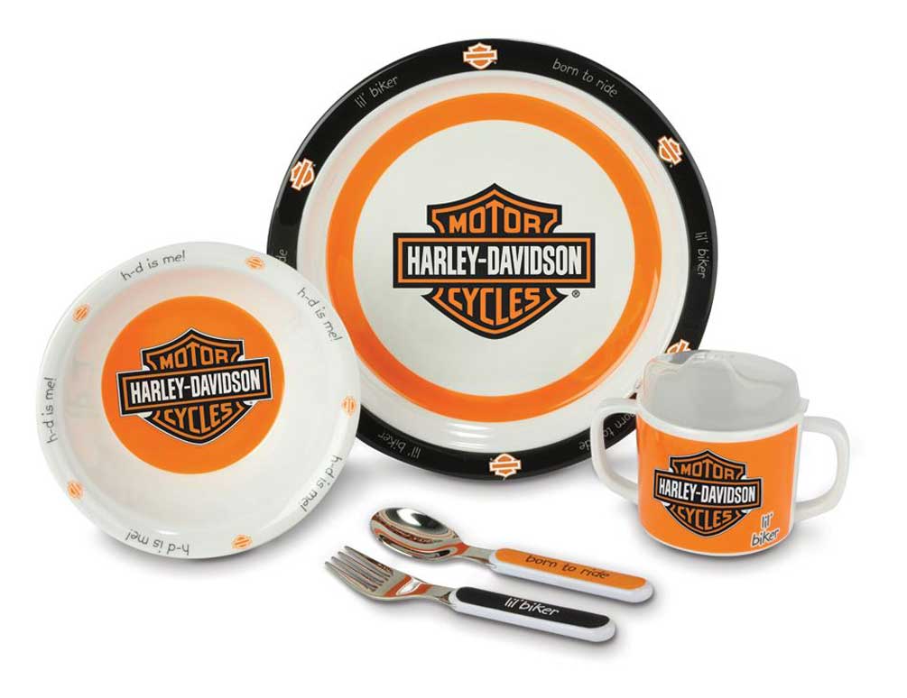 Harley-Davidson Boy's Melamine Feeding Set, 5 Piece Bar & Shield Gift Set 20326 - Wisconsin Harley-Davidson