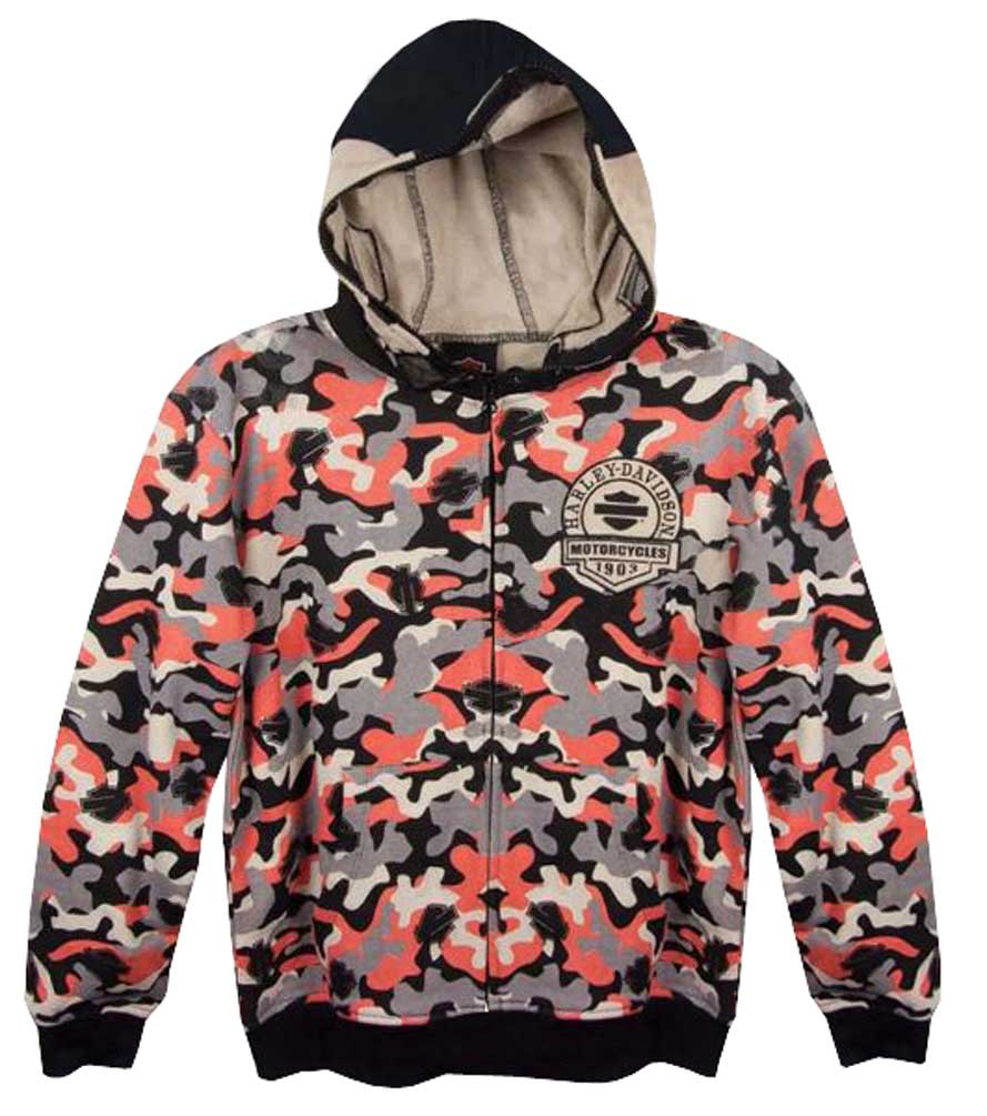 Harley-Davidson Big Boys' Skull Face Mask, Allover Print Zip Hoodie, 6591682 - Wisconsin Harley-Davidson