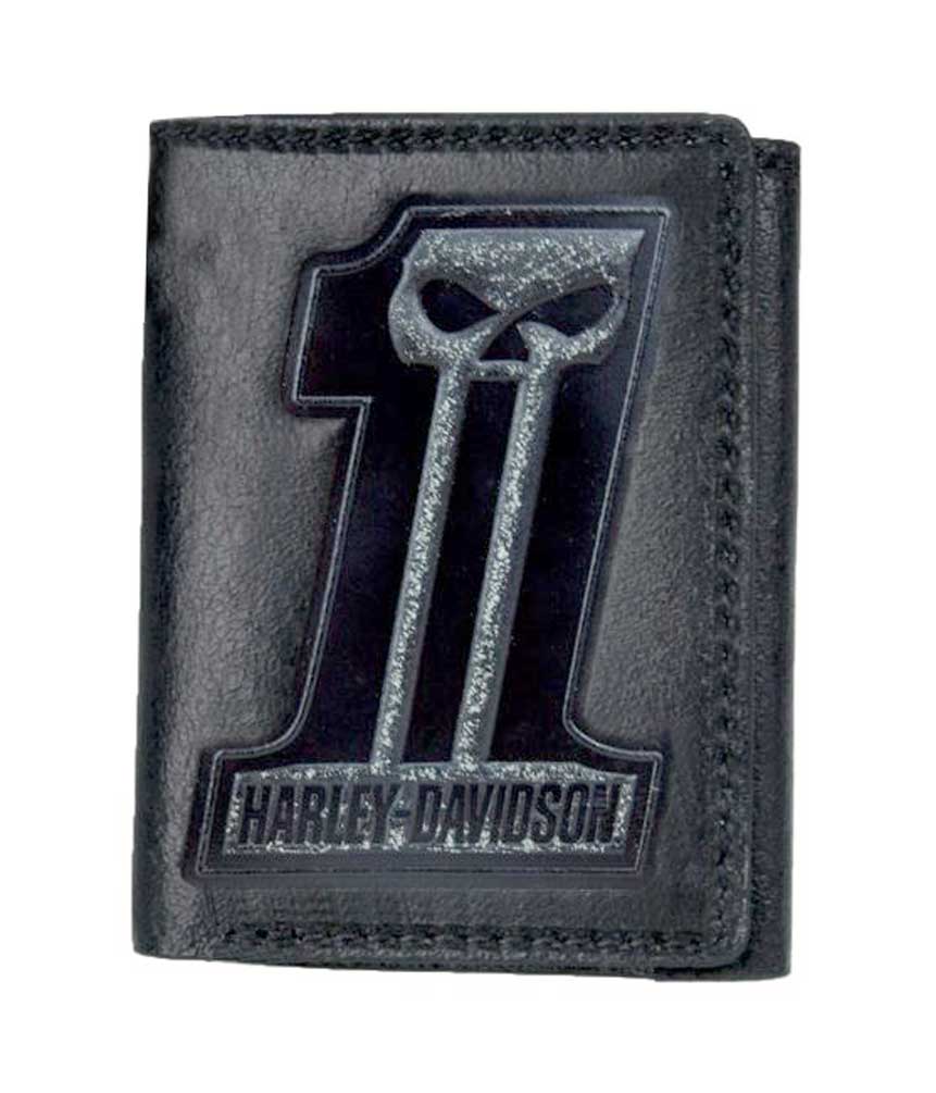 Harley-Davidson Men's Black Label #1 Skull Tri-Fold Wallet Black UN7524L-Black - Wisconsin Harley-Davidson