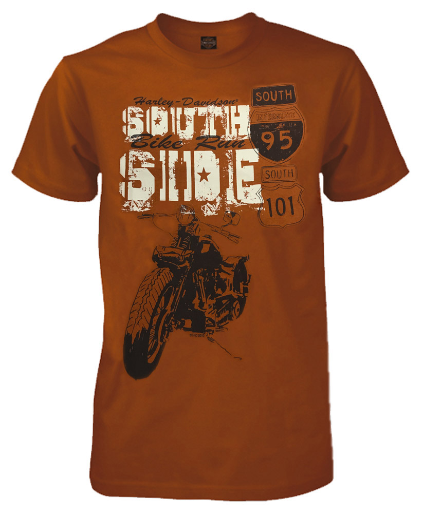 Harley-Davidson Men's South Side Bike Run Short Sleeve Graphic Tee, Orange - Wisconsin Harley-Davidson