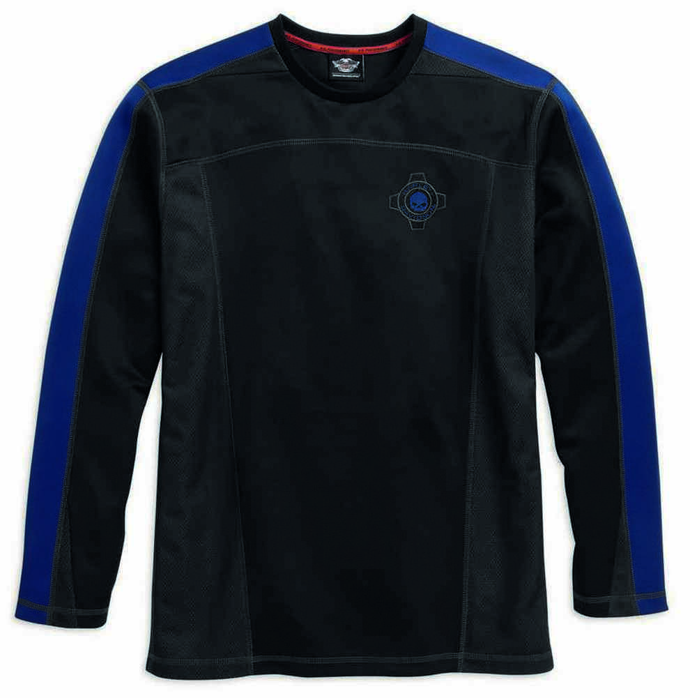 Harley-Davidson Men's Performance Crew Neck Shirt, Black/Blue. 96049-16VM - Wisconsin Harley-Davidson