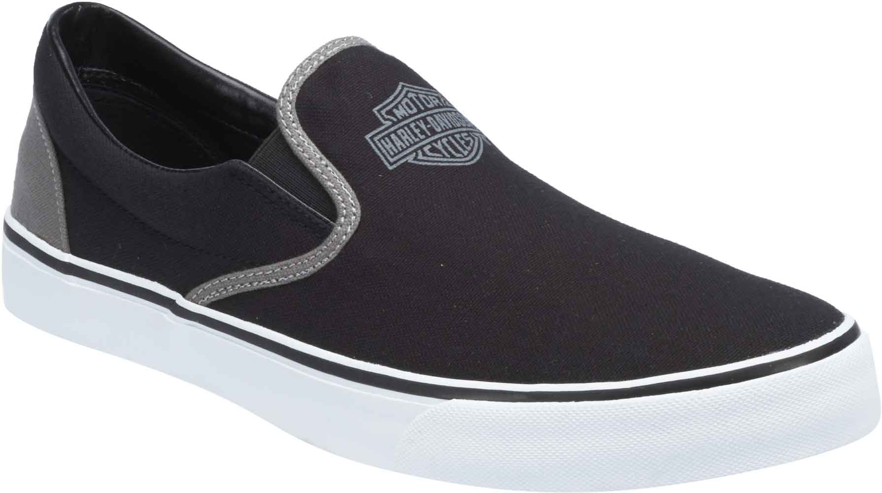 Harley-Davidson Men's Marchmont Canvas Slip-On Sneakers D93320 (Black/Grey, 7) - Wisconsin Harley-Davidson