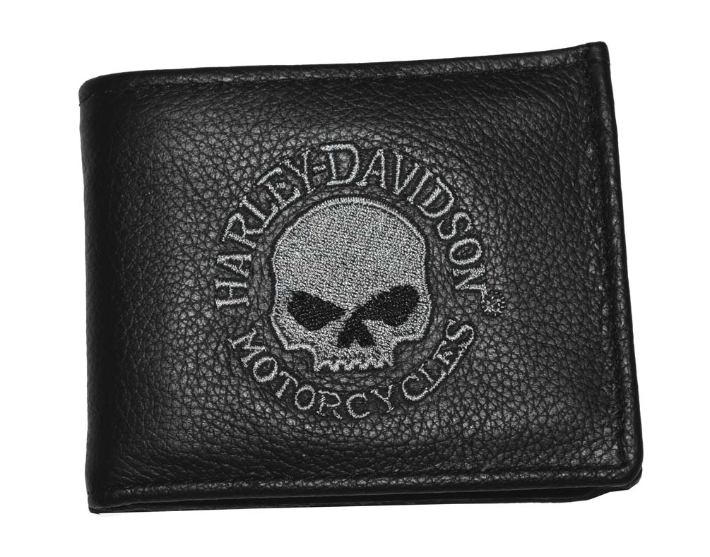 Harley-Davidson® Men's Embroidered Skull Bi-Fold Wallet