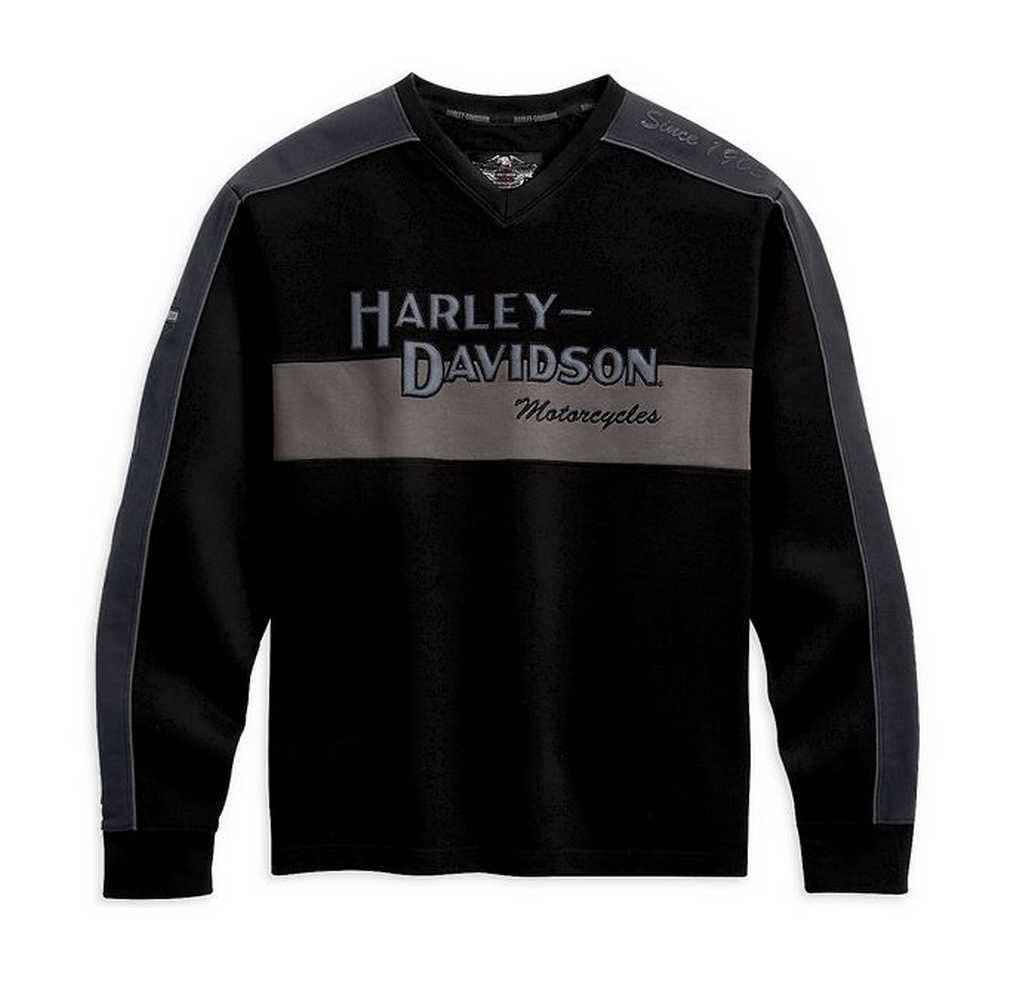 Harley-Davidson Men's Prestige Long Sleeve Sweater Black & Gray 99127-10VM - Wisconsin Harley-Davidson