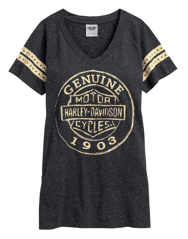 Harley-Davidson Women's Embellished Speckled Short Sleeve Raglan Tee 96219-16VW - Wisconsin Harley-Davidson