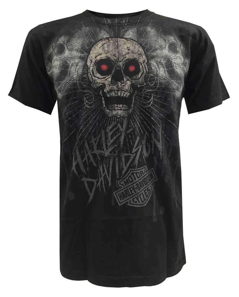 Harley-Davidson Men's Corpus Three Skulls Graphic, Short Sleeve T-Shirt, Black - Wisconsin Harley-Davidson
