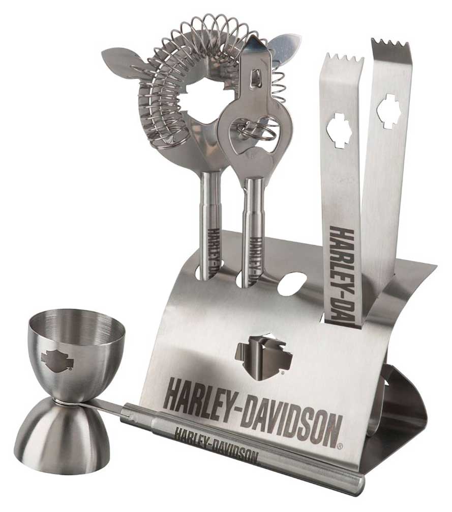 Harley-Davidson® Bar Tool Set, Bar & Shield 5-Piece Stainless Set