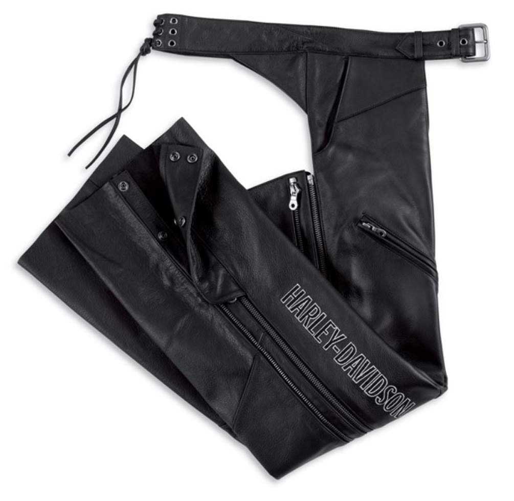 Harley-Davidson Women's Deluxe Leather Motorcycle Chap Black 98097-06VW - Wisconsin Harley-Davidson
