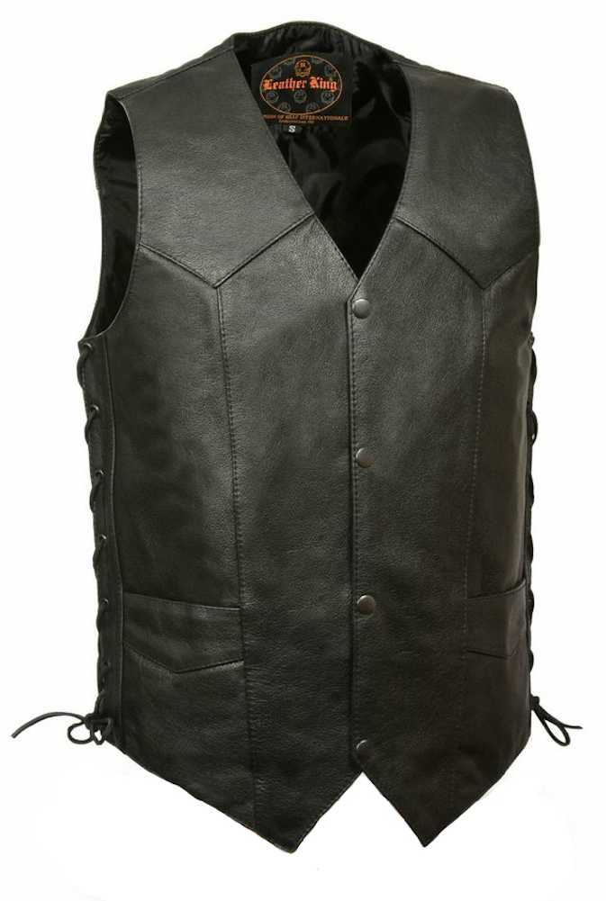 Leather King Men's Classic Side Lace Vest w/ Gun Pockets SH1397 - Wisconsin Harley-Davidson