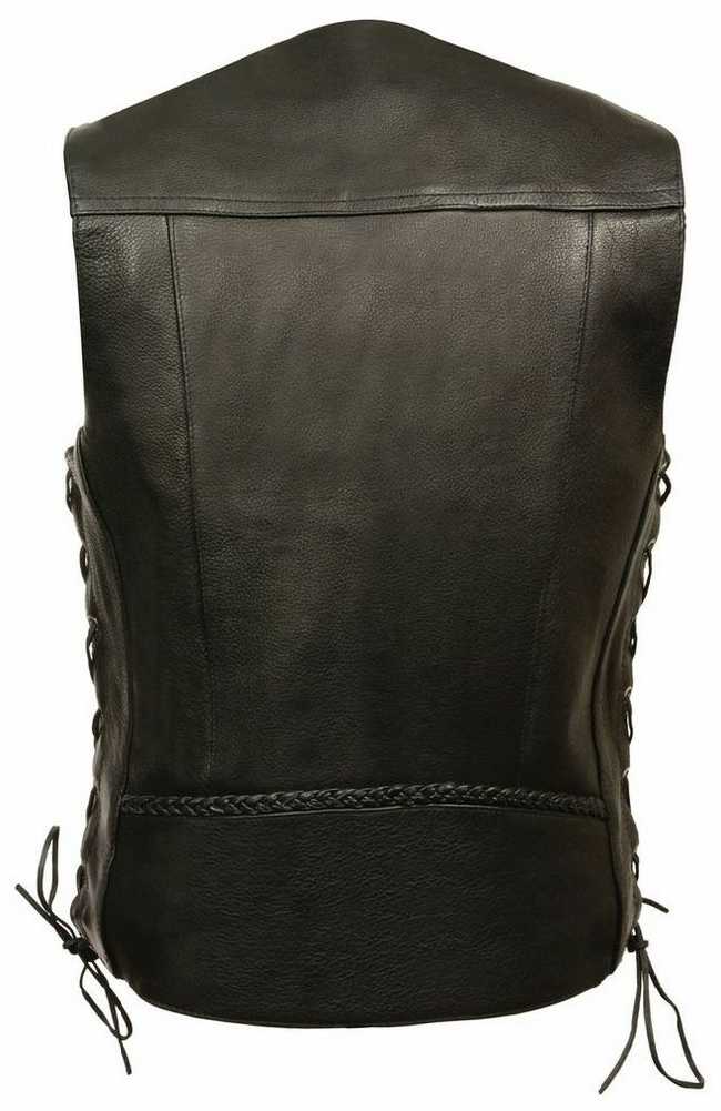 Milwaukee Leather Men's Braided Side Lace Vest w/ Buffalo Snaps