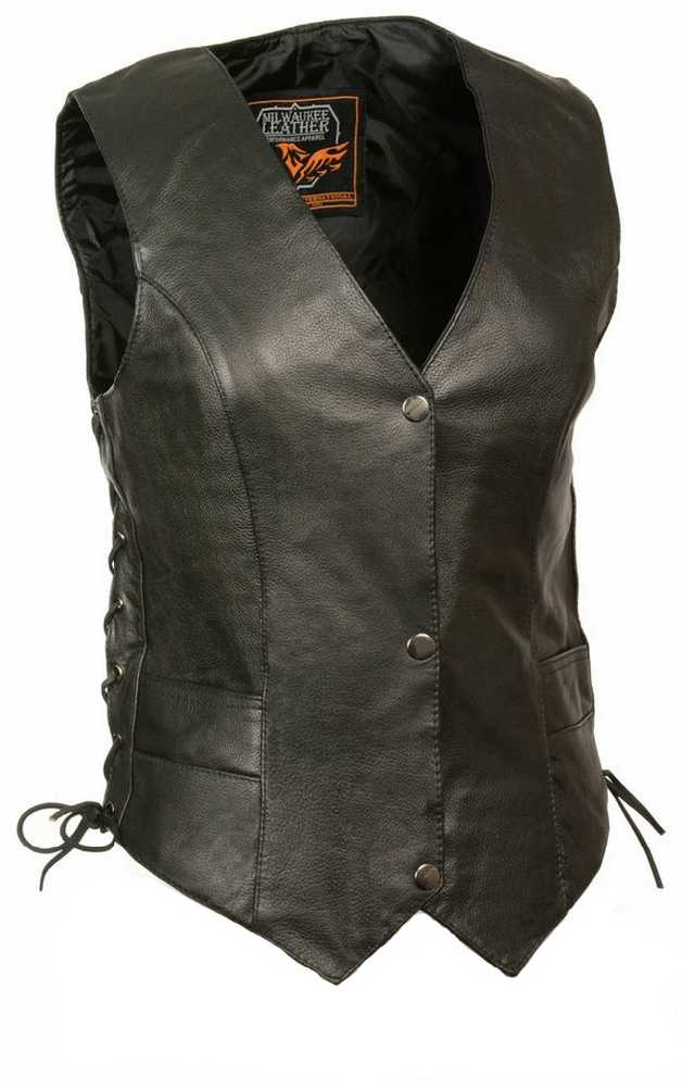 Milwaukee Leather Women's Classic Side Lace Vest w/ Classic Snaps ML1254 - Wisconsin Harley-Davidson