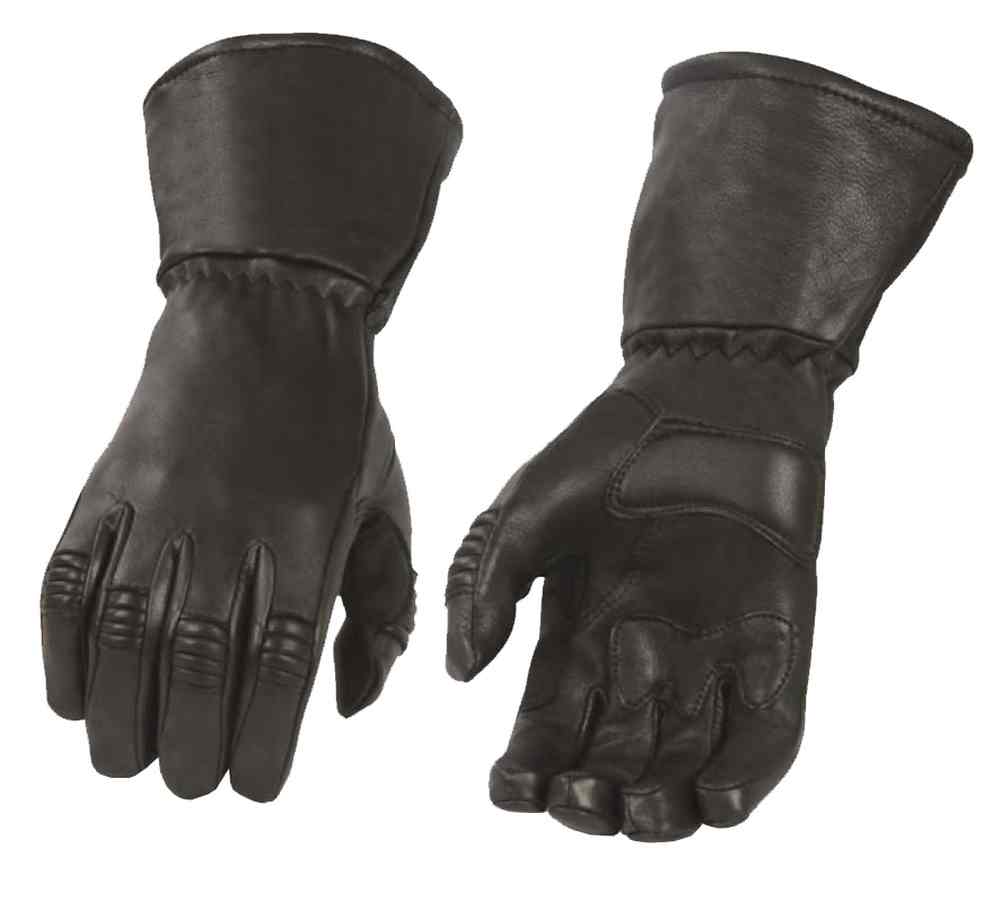 Milwaukee Leather Men's Deerskin Thermal Lined Gauntlet Gloves, Black G039 - Wisconsin Harley-Davidson