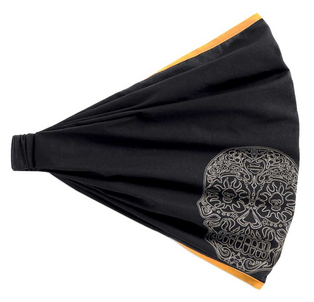 HarleyDavidson® Women's Head Wrap, Sugar Skull Graphic, Black 97760