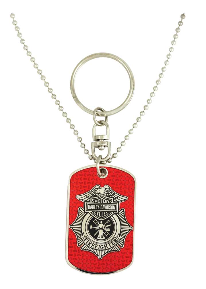 Harley-Davidson Dog Tag, Firefighter Trans Bar & Shield Chain/Key Chain 8002824 - Wisconsin Harley-Davidson