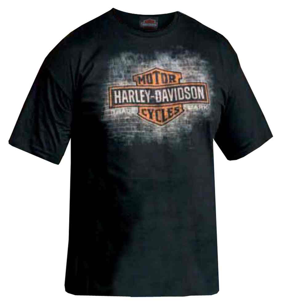 Harley-Davidson Men's Short Sleeve Tee, Brick Long Bar & Shield Logo, Black - Wisconsin Harley-Davidson