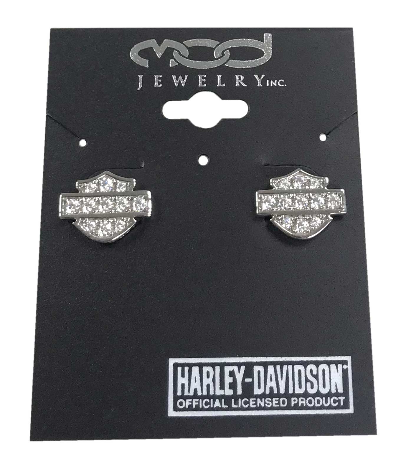 Harley-Davidson Women's Earrings, Bling Bar & Shield Logo Post, Silver HDE0228 - No Hassle Returns at Wisconsin Harley